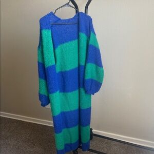Striped Blue and Green Women's Sweater